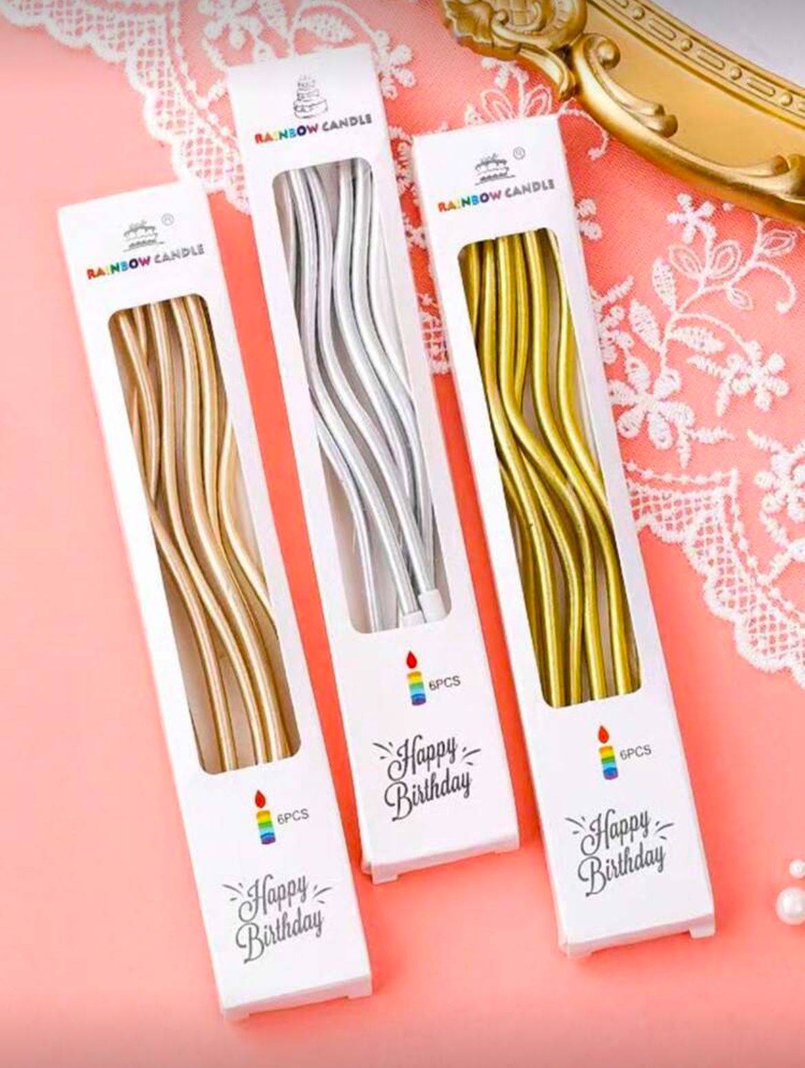 شموع عيد ميلاد حلزونية (٦ قطع)